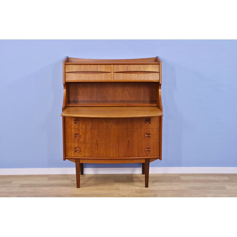 Vintage secretaire writing desk in teak by Gunnar Falsig for Møbelfabrik Holstebro, 1960s