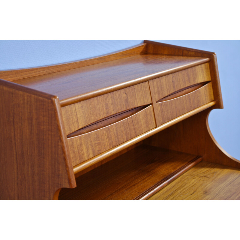 Vintage secretaire writing desk in teak by Gunnar Falsig for Møbelfabrik Holstebro, 1960s