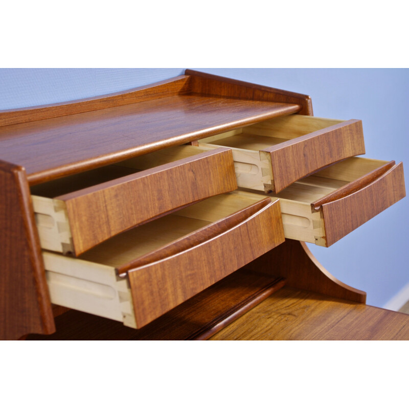 Vintage secretaire writing desk in teak by Gunnar Falsig for Møbelfabrik Holstebro, 1960s