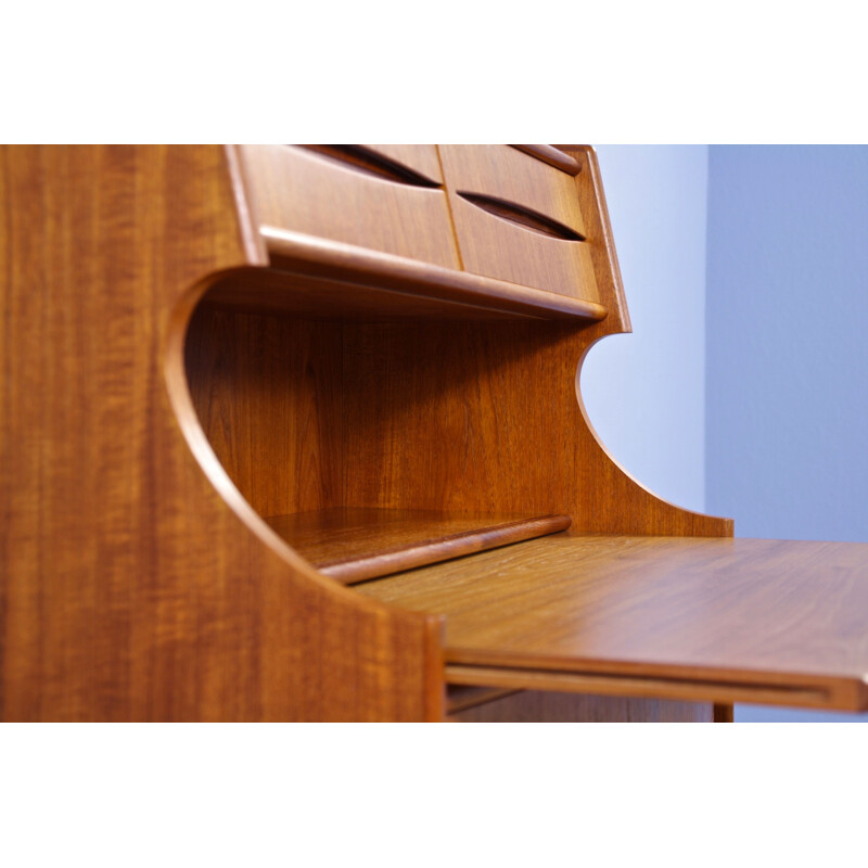 Vintage secretaire writing desk in teak by Gunnar Falsig for Møbelfabrik Holstebro, 1960s