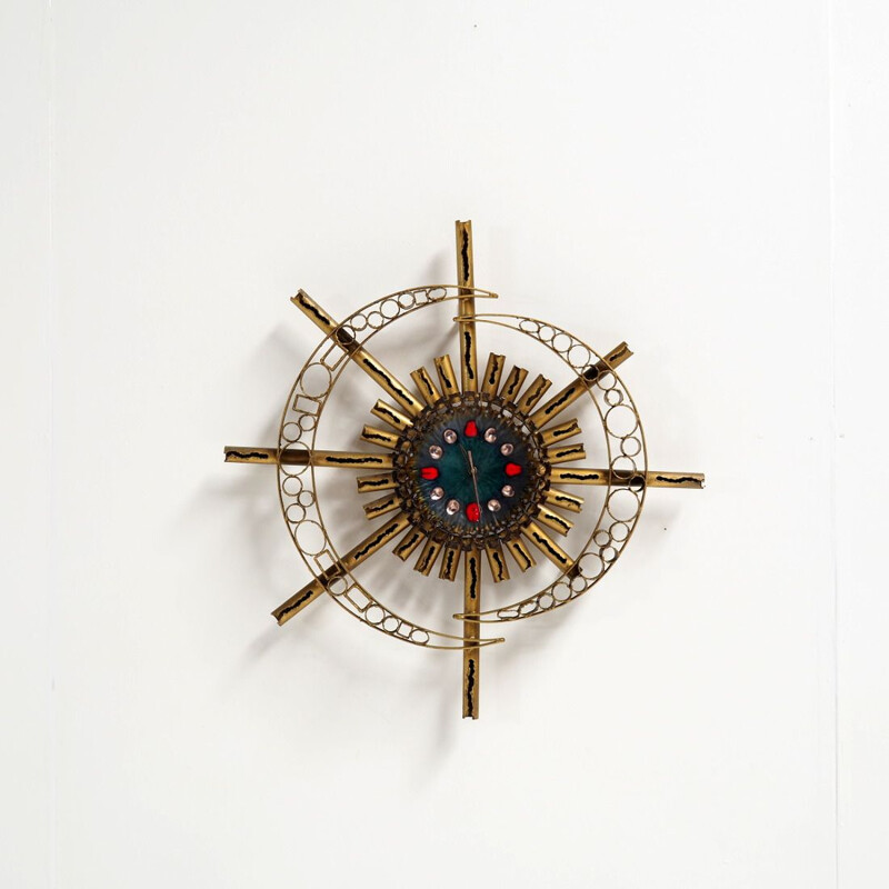 Vintage brutalist wall clock by Franco Bastianelli for Studio Laurane, 1960s