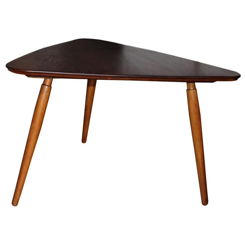 Tripod oakwood coffee table - 1960s