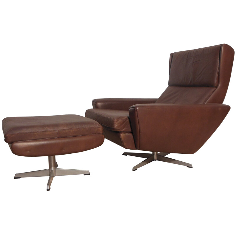 Brown leather loungechair and ottoman, Georg THAMS - 1960s
