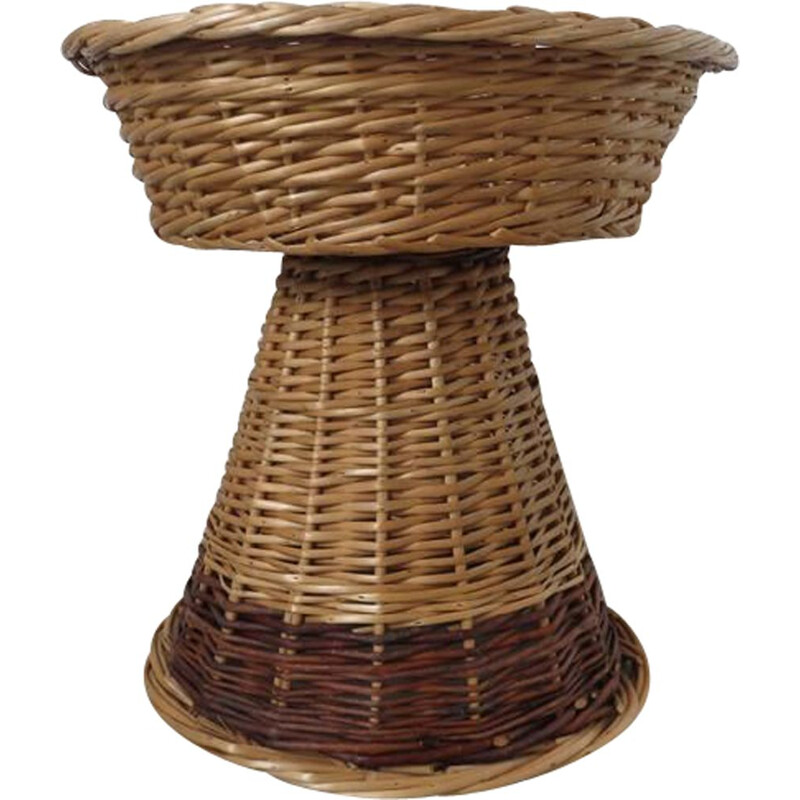 Cesta vintage de diábolo en ratán, 1970