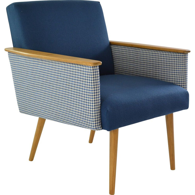 Square vintage armchair two-tone blue, 1960s