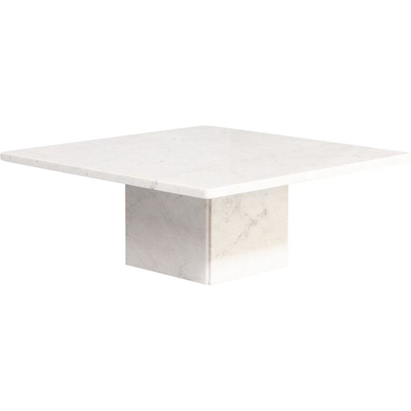 Mid century Bianco Carrara marble square coffee table