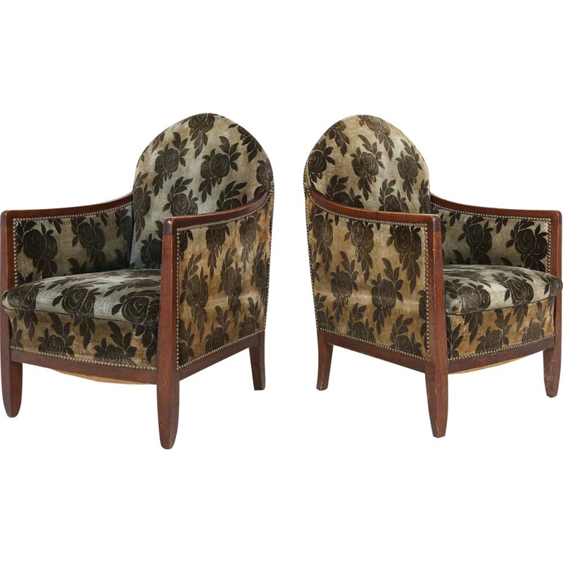 Pair of vintage Art deco club chairs Ca, 1930s