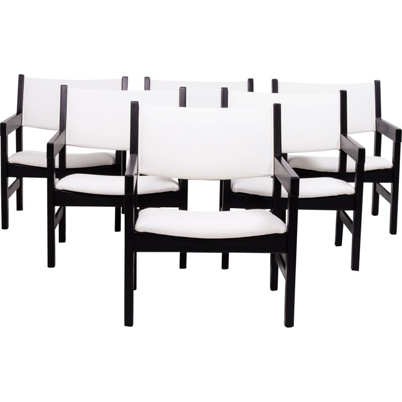 Set di 6 sedie vintage in bianco di Hans Wegner per GETAMA