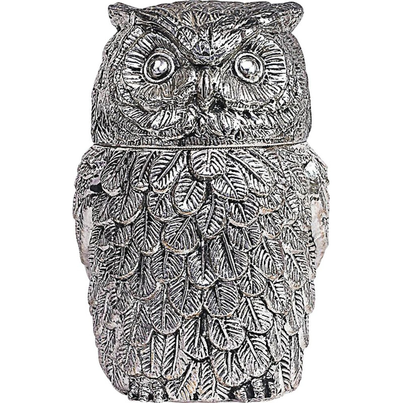 Vintage silver plated owl ice bucket by Mauro Manetti