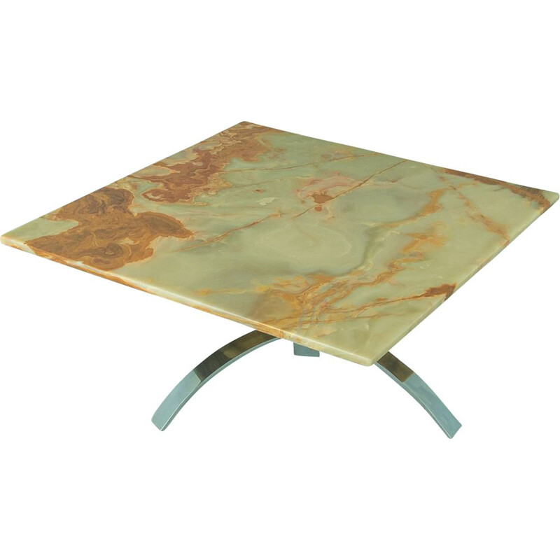 Vintage brown and beige marble coffee table, 1960s