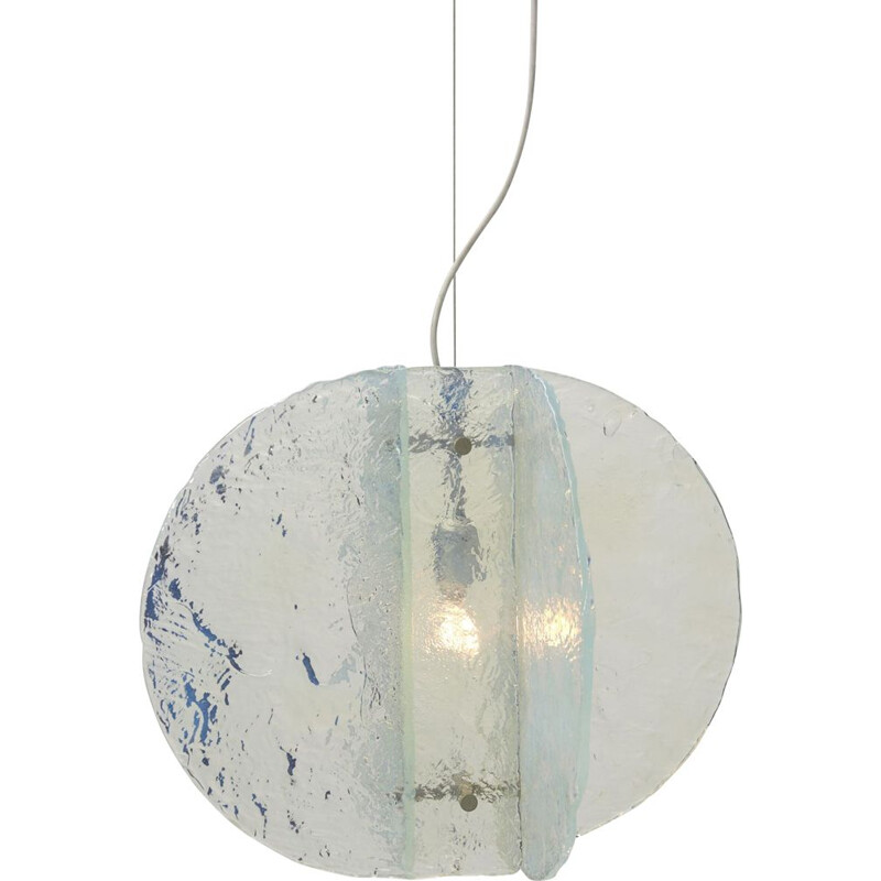 Vintage opalescent pendant lamp by Carlo Nason for Mazzega, Italy 1960s