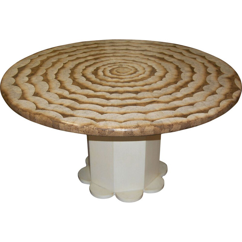 Vintage round dining table in white lacquered wood, Italy 1970s