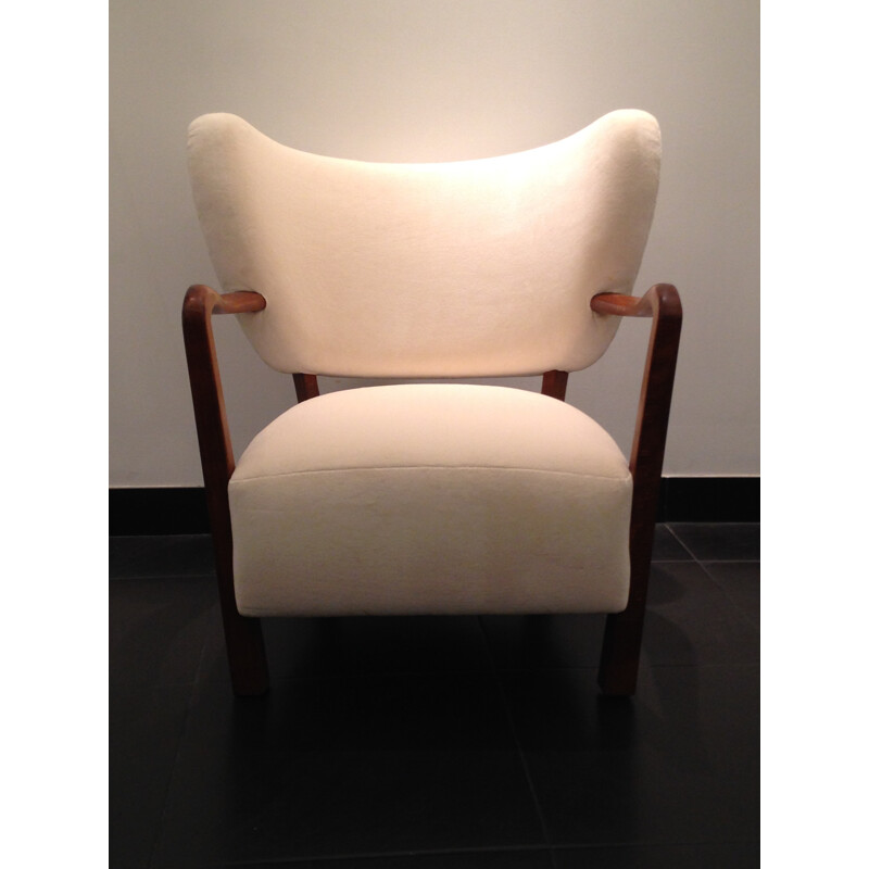 Hos Wulff armchair in white velvet, Viggo BOESEN - 1930s