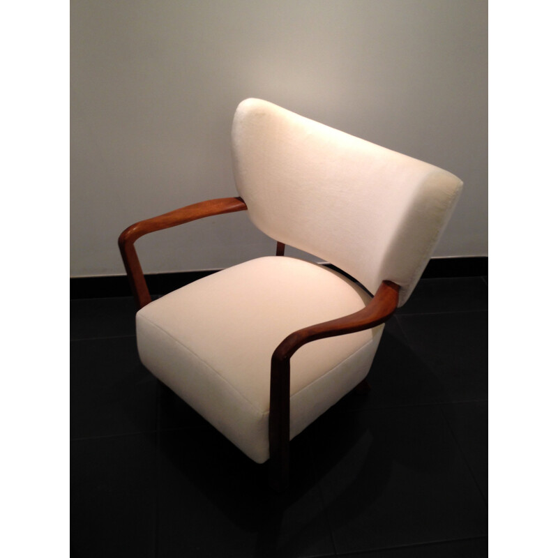 Hos Wulff armchair in white velvet, Viggo BOESEN - 1930s