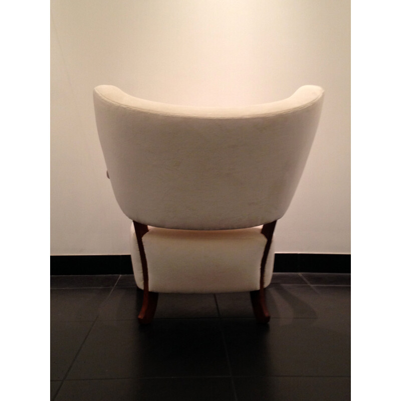 Hos Wulff armchair in white velvet, Viggo BOESEN - 1930s