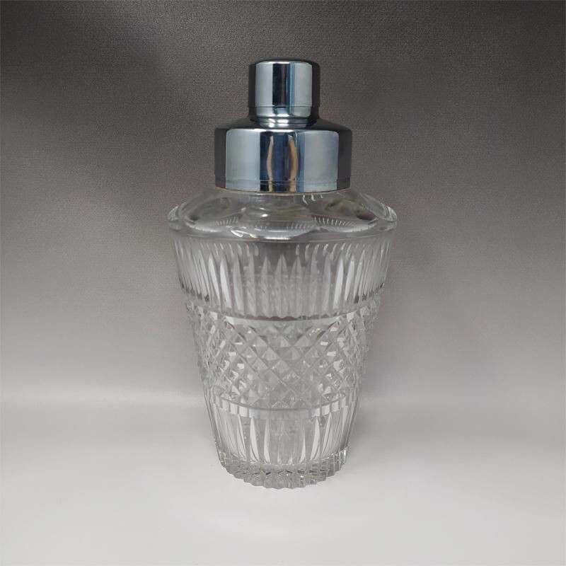 Vintage gorgeous cut crystal cocktail shaker, Italy 1960s
