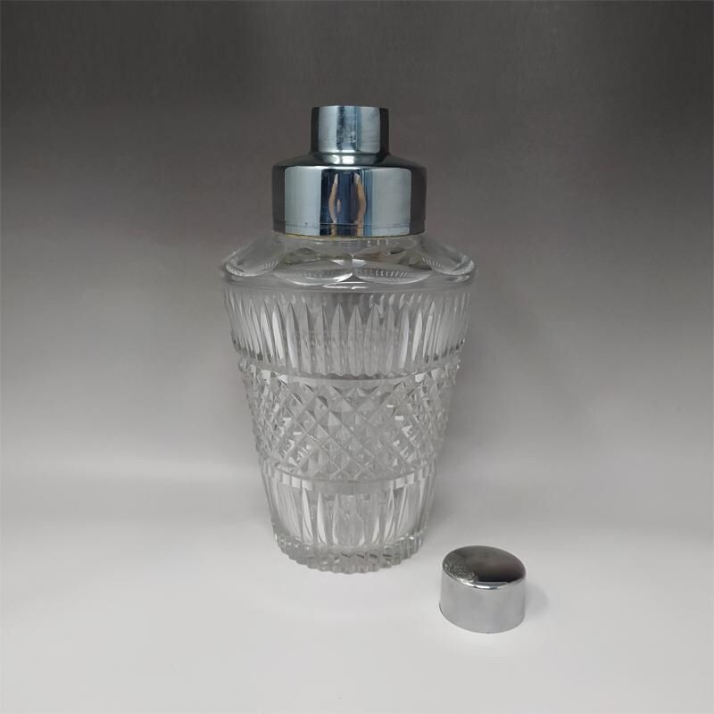 Vintage gorgeous cut crystal cocktail shaker, Italy 1960s