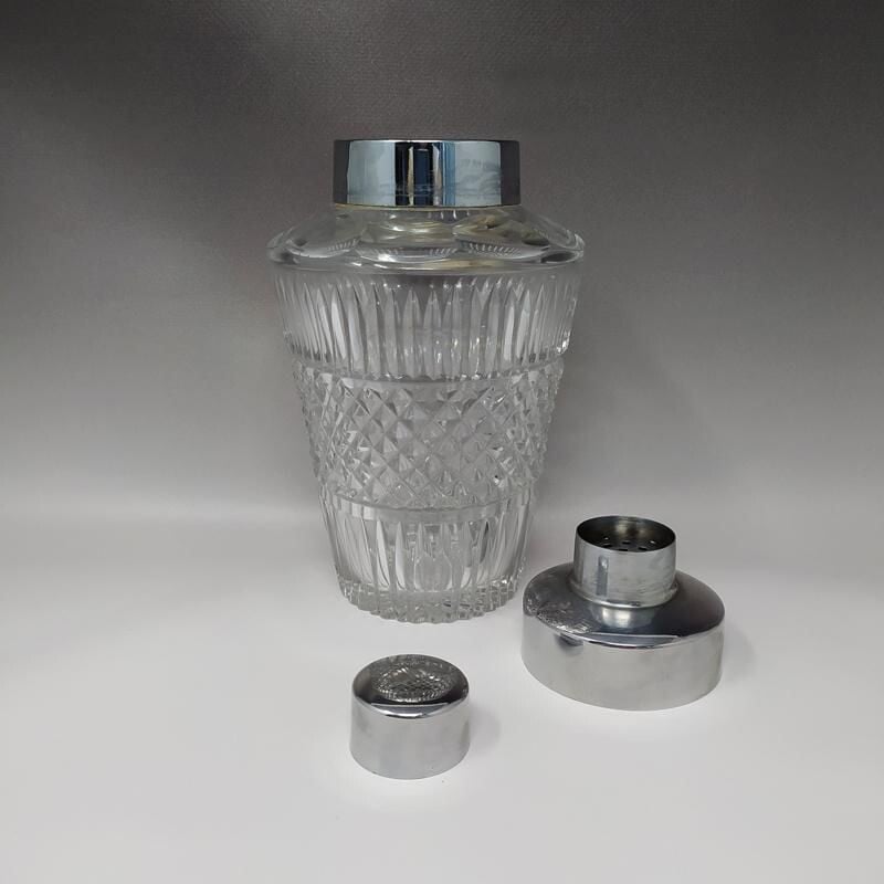 Vintage gorgeous cut crystal cocktail shaker, Italy 1960s