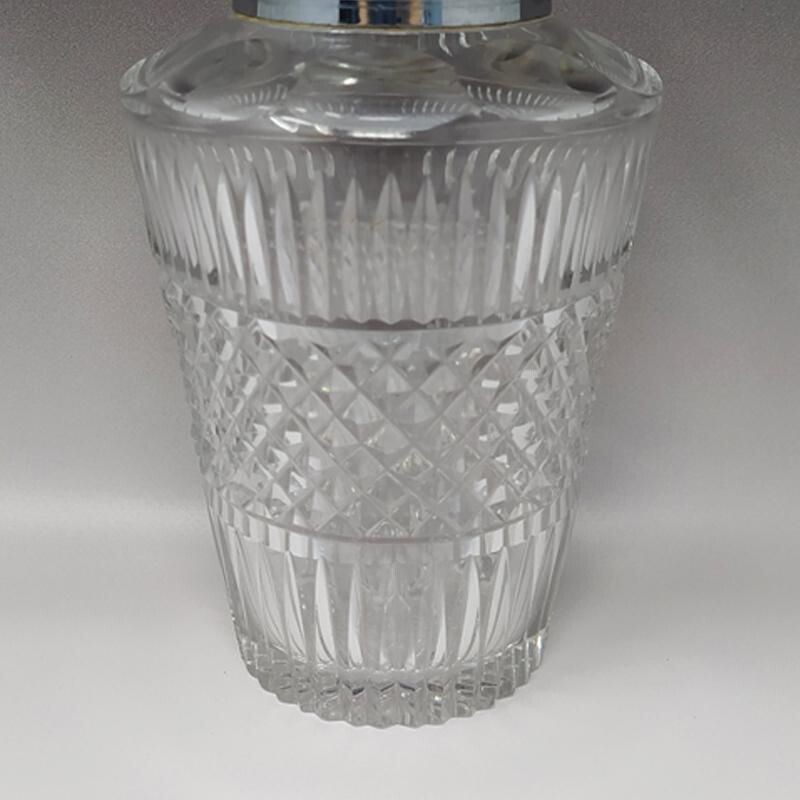 Magnifique shaker en cristal taillé vintage, Italie 1960