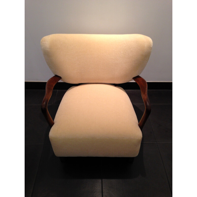 Hos Wulff armchair in white velvet mohair, Viggo BOESEN - 1930s