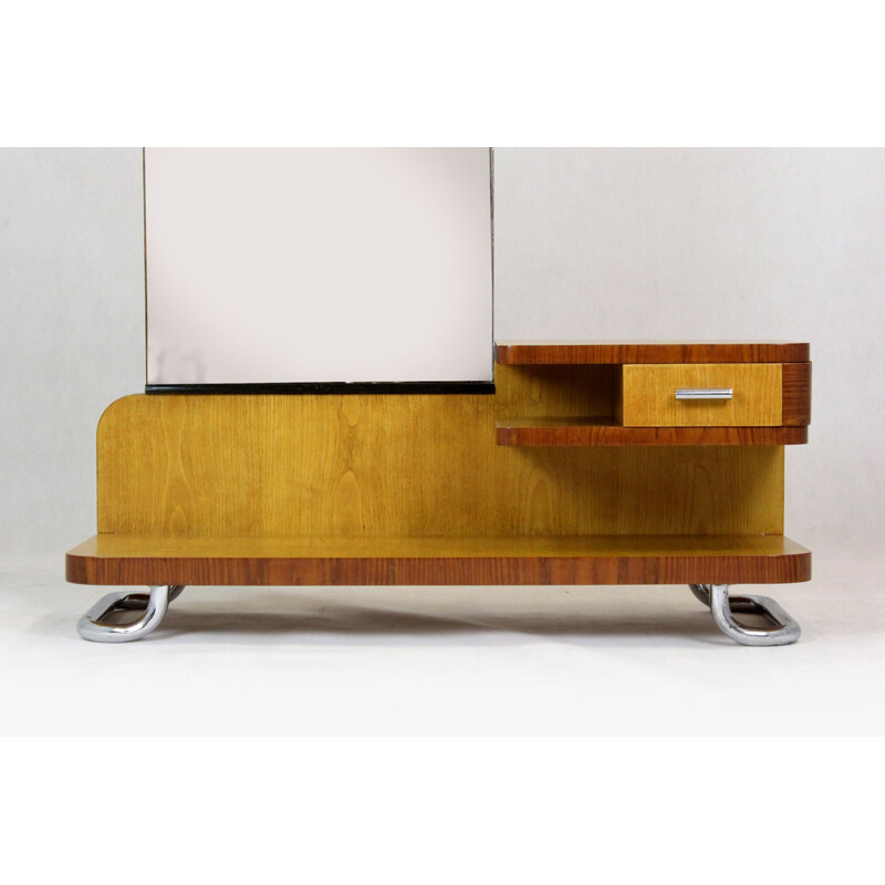 Ensemble de chambre à coucher bauhaus en acier tubulaire chromé vintage de Rudolf Vichr, Tchécoslovaquie 1940