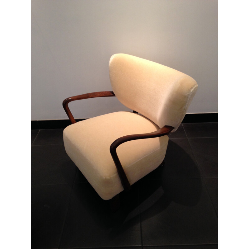 Hos Wulff armchair in white velvet mohair, Viggo BOESEN - 1930s