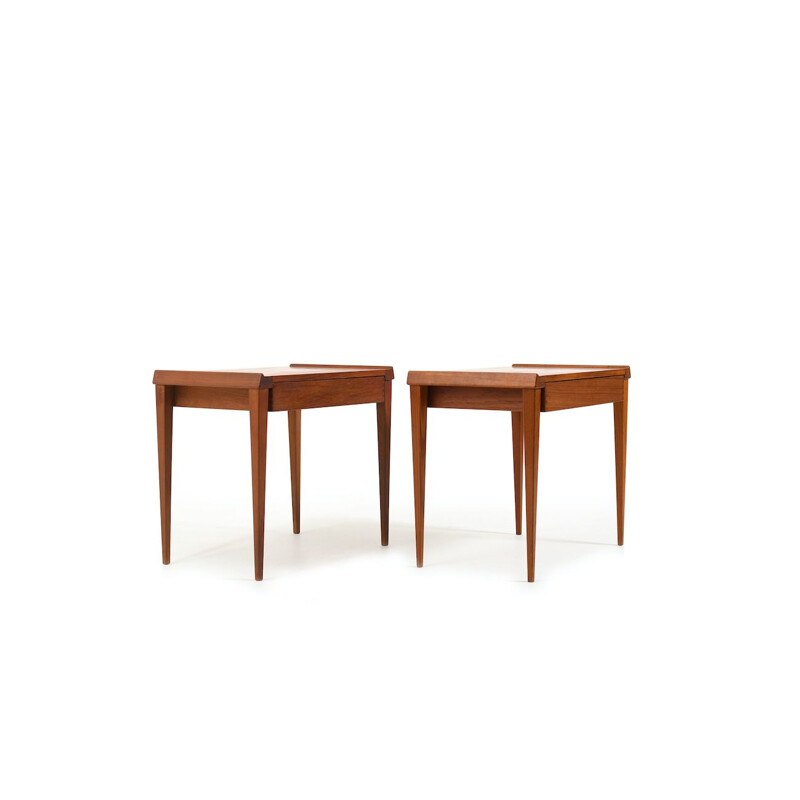 Pair of vintage fine danish teak nightstands, 1950s