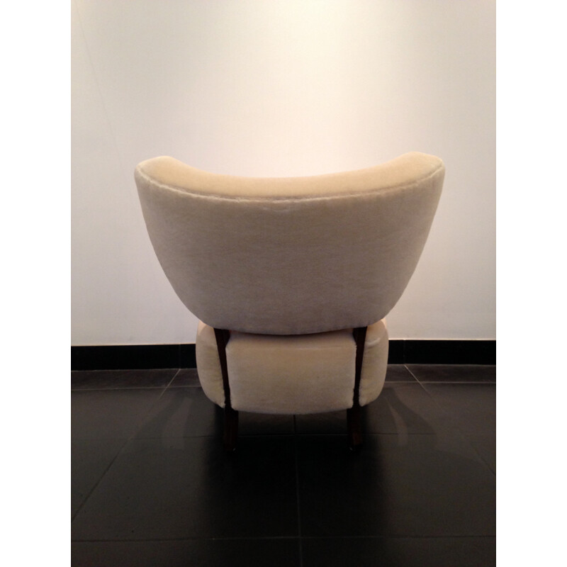 Hos Wulff armchair in white velvet mohair, Viggo BOESEN - 1930s