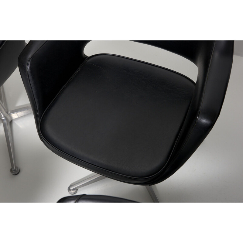 VIntage swivel conference chair in black leather, 1960s