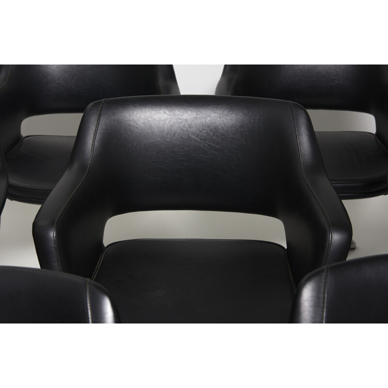 VIntage swivel conference chair in black leather, 1960s