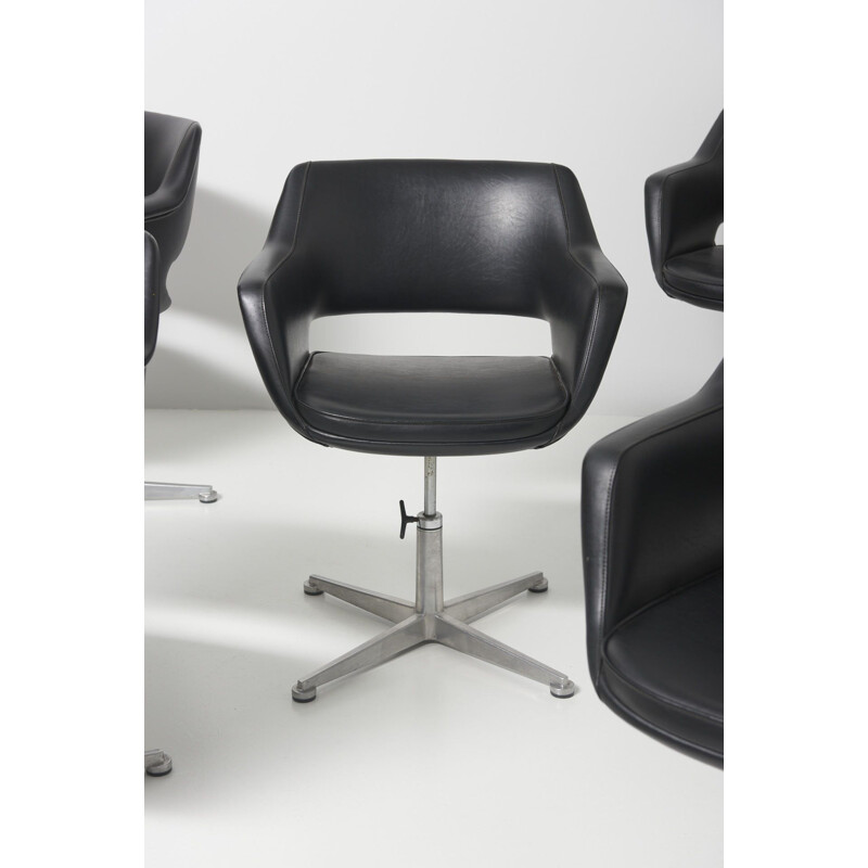 VIntage swivel conference chair in black leather, 1960s