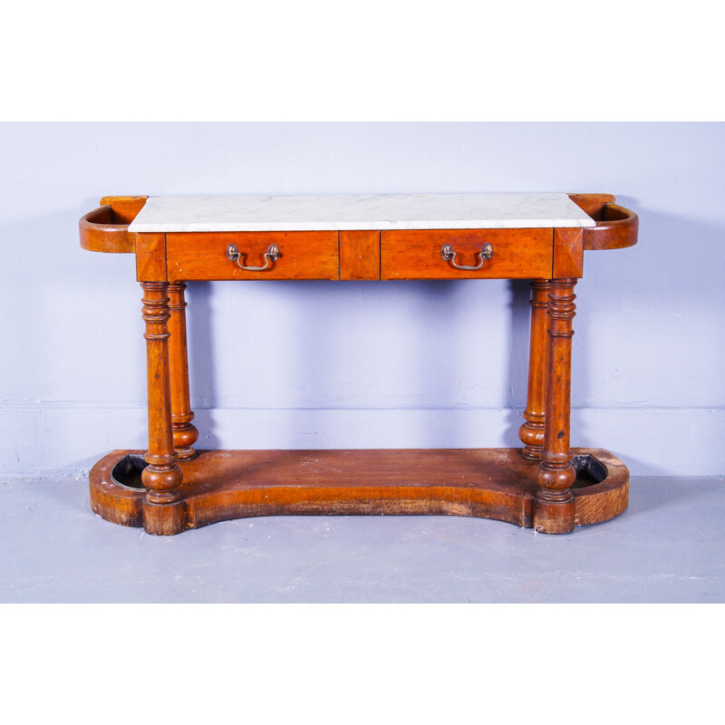 Mid century victorian marble top hall table, Wales 1860s