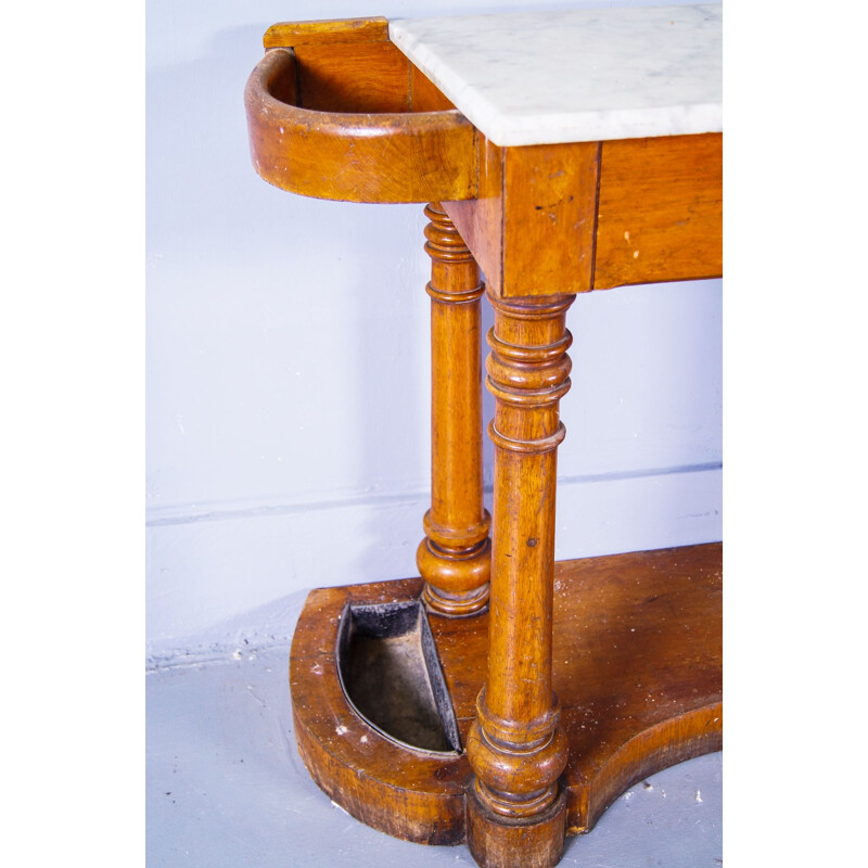 Mid century victorian marble top hall table, Wales 1860s