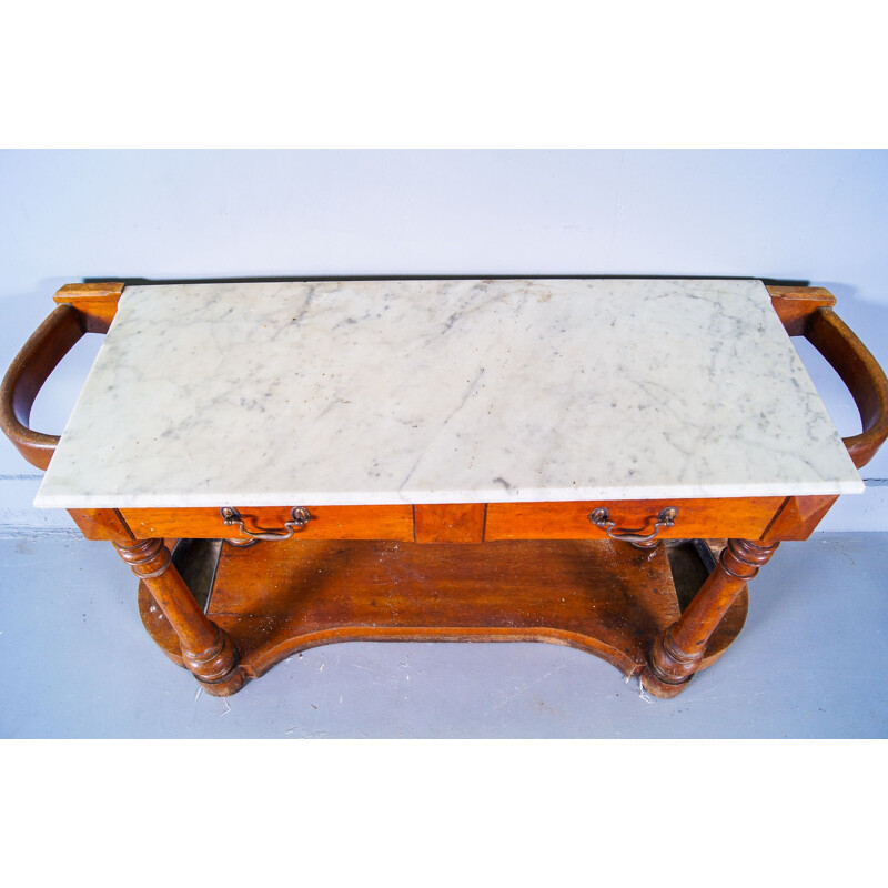 Mid century victorian marble top hall table, Wales 1860s