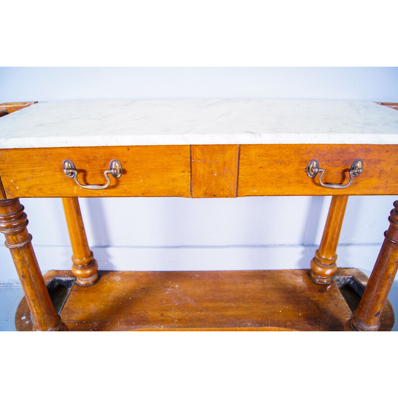 Mid century victorian marble top hall table, Wales 1860s