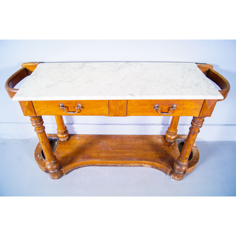 Mid century victorian marble top hall table, Wales 1860s