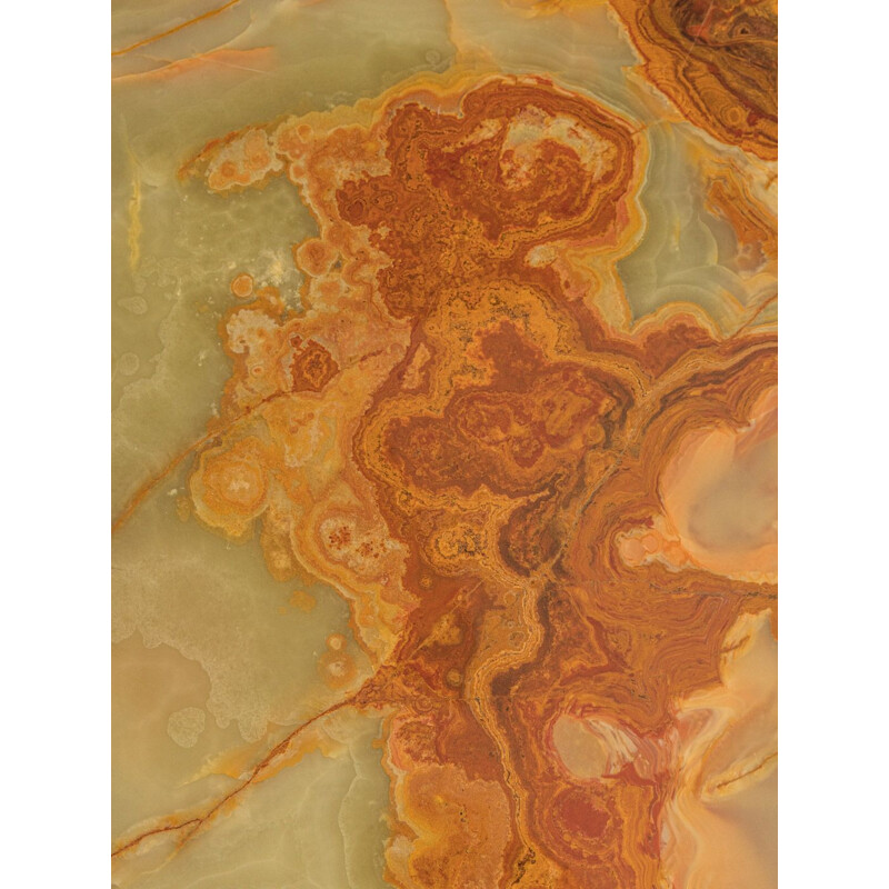 Table basse vintage en marbre marron et beige, 1960