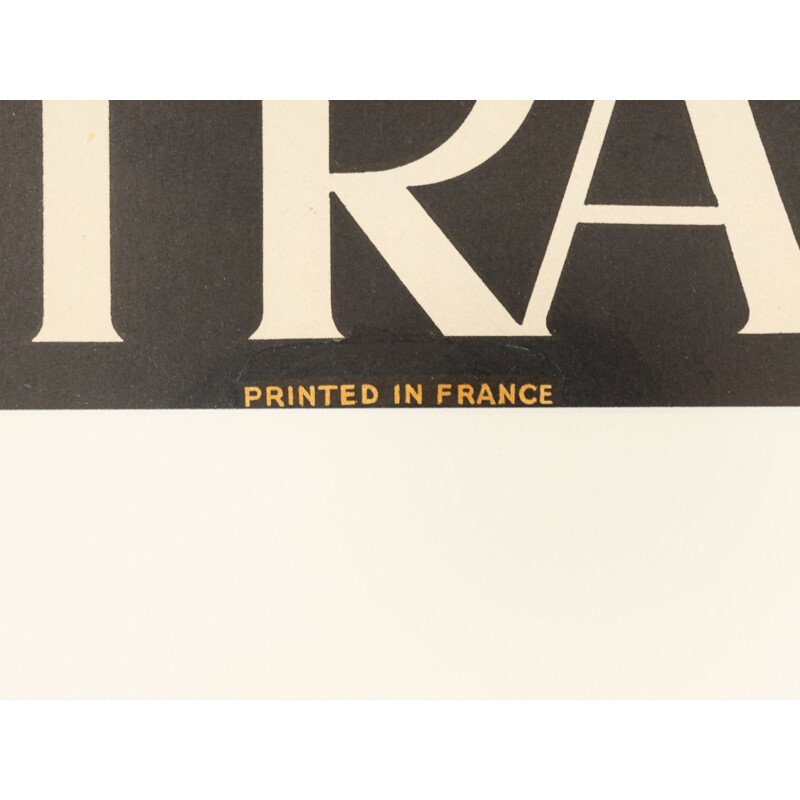 Cartel publicitario vintage con marco de madera "Air France", Francia 1960