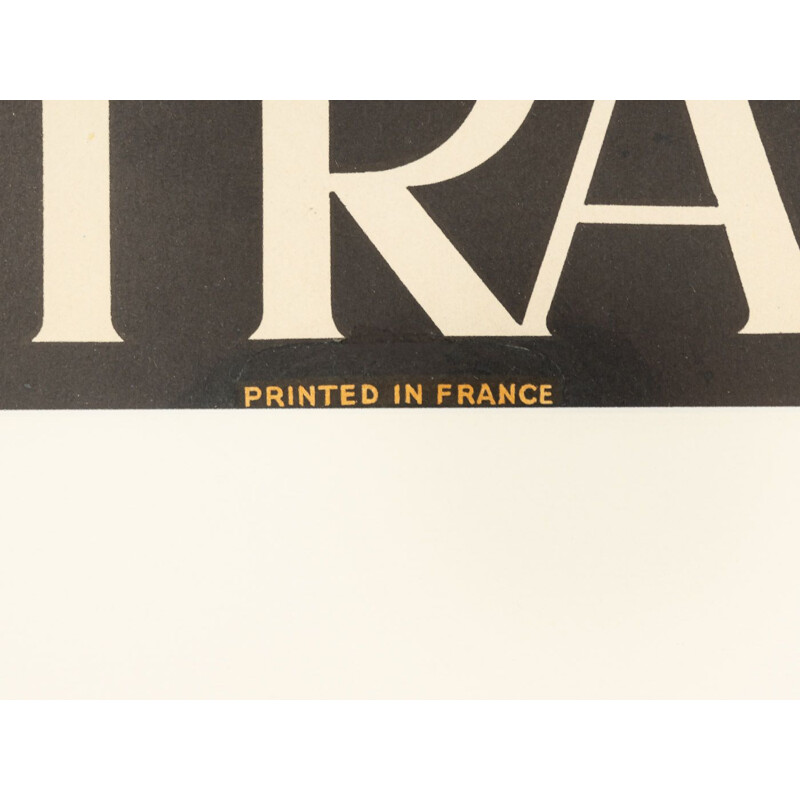 Vintage reclame poster met houten frame "Air France", Frankrijk 1960