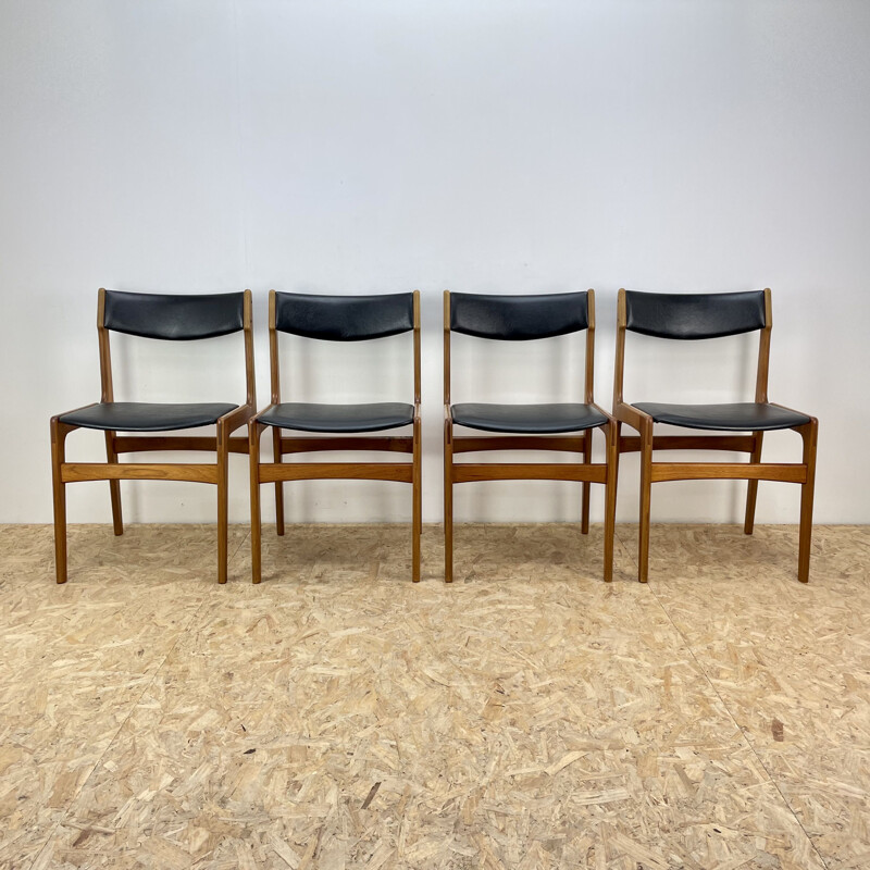 Ensemble de 4 chaises vintage en teck par Erik Buck pour O.D Mobler, Danemark 1960