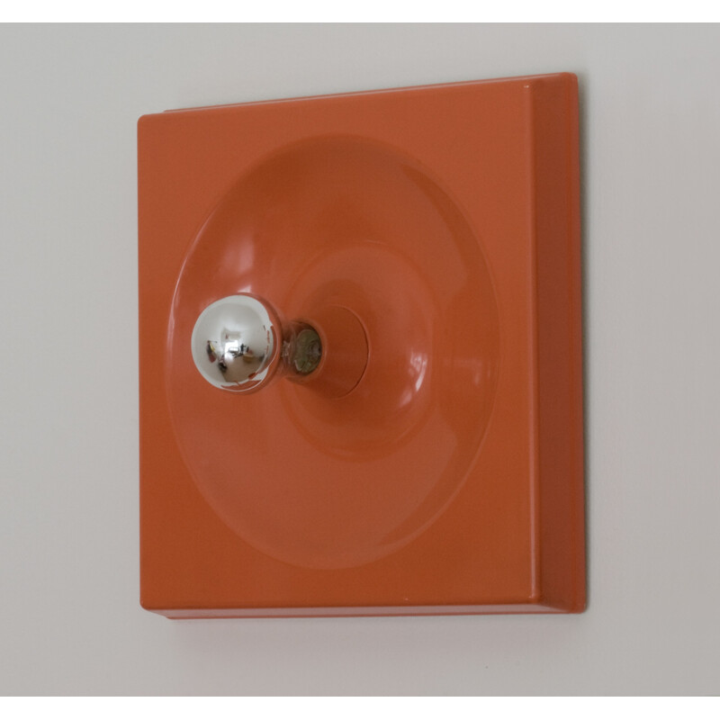 Set of Schönbuch wall rack elements in orange plastic with mirror - 1970s