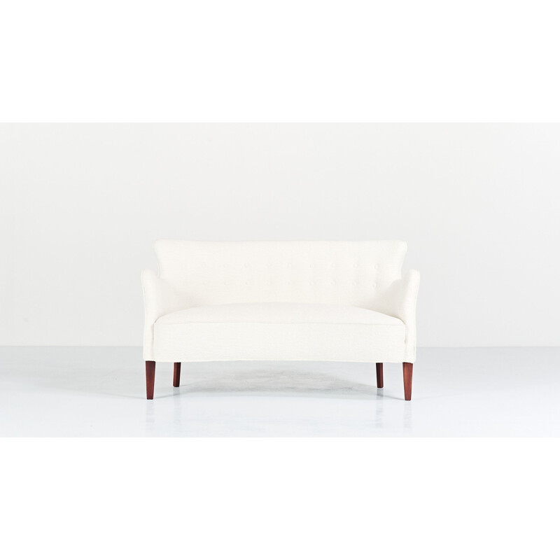 Vintage concave sofa by Frits Henningsen, Denmark 1940s