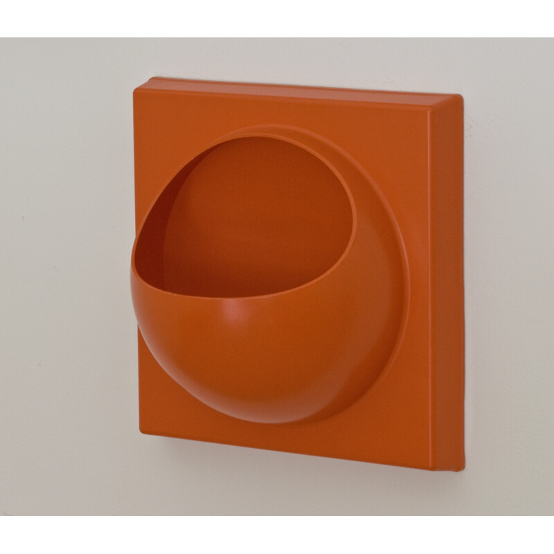 Set of Schönbuch wall rack elements in orange plastic with mirror - 1970s