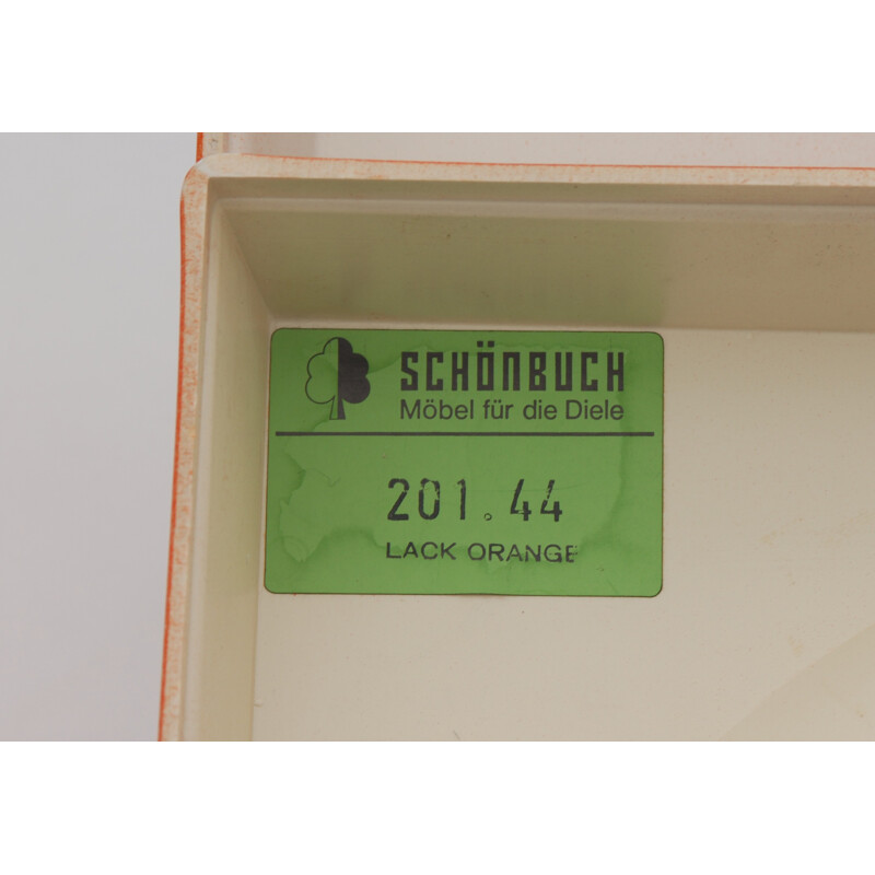 Set of Schönbuch wall rack elements in orange plastic with mirror - 1970s