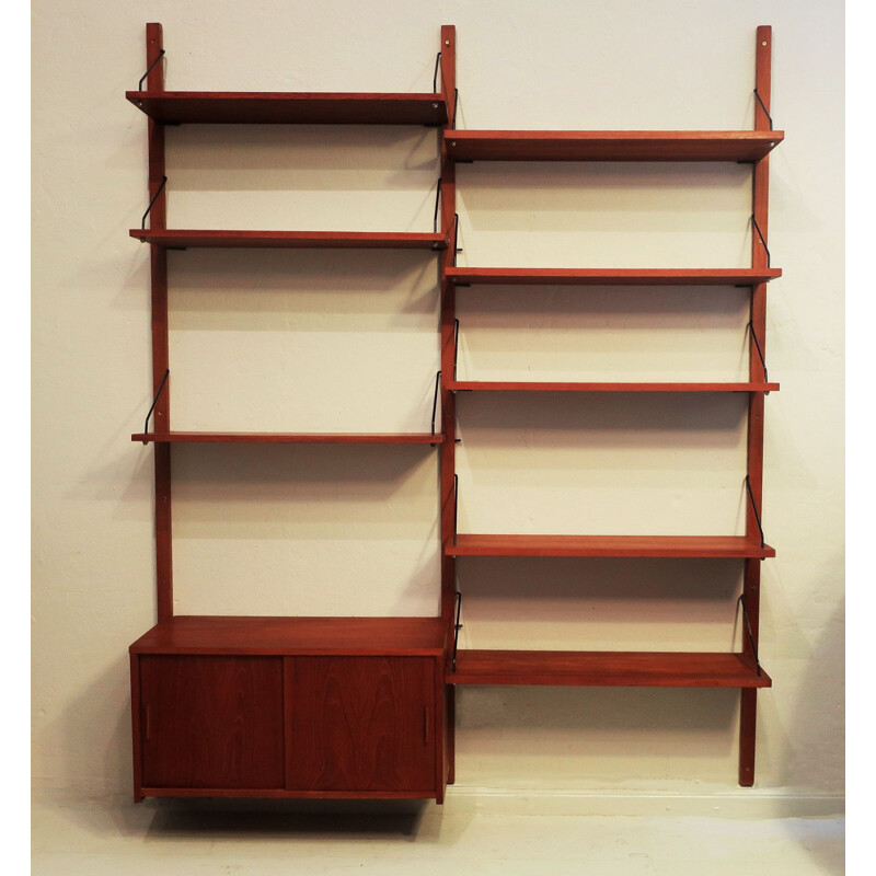 Vintage modular teak wall shelf system by Poul Cadovius, Denmark 1960s