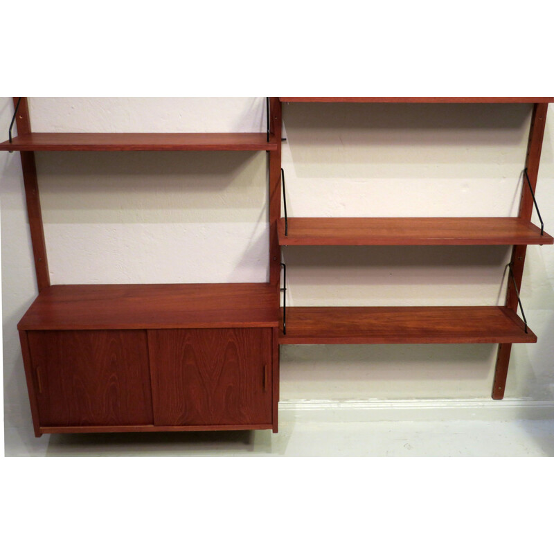 Vintage modular teak wall shelf system by Poul Cadovius, Denmark 1960s