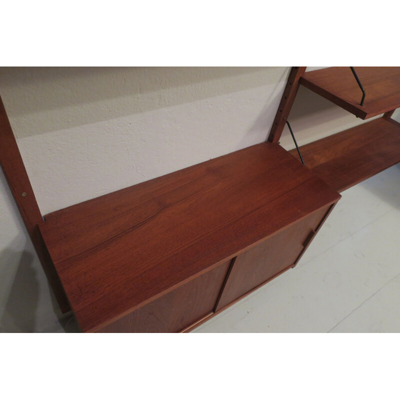 Vintage modular teak wall shelf system by Poul Cadovius, Denmark 1960s