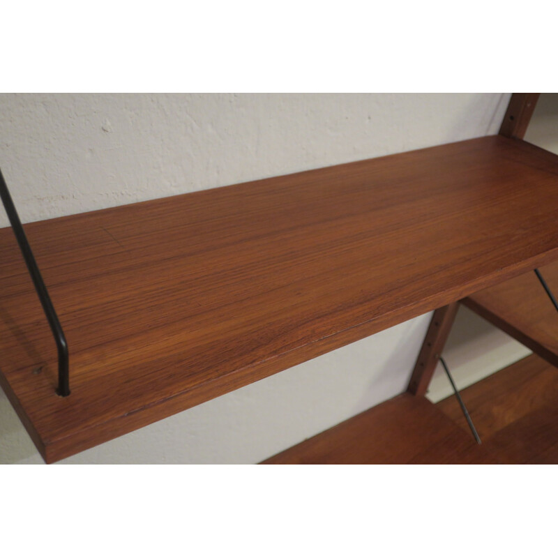 Vintage modular teak wall shelf system by Poul Cadovius, Denmark 1960s