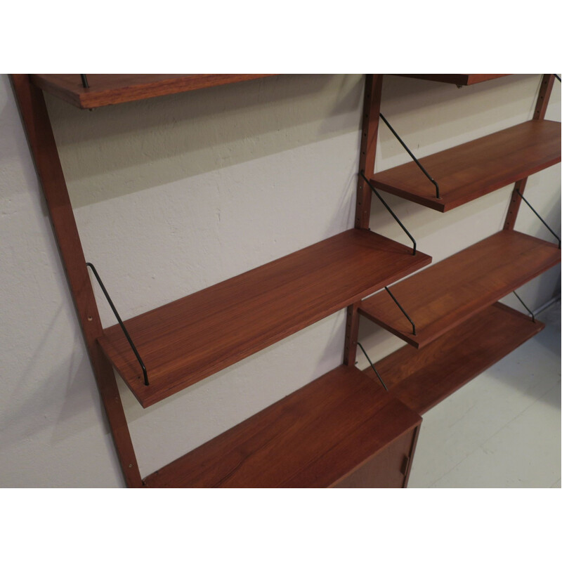 Vintage modular teak wall shelf system by Poul Cadovius, Denmark 1960s