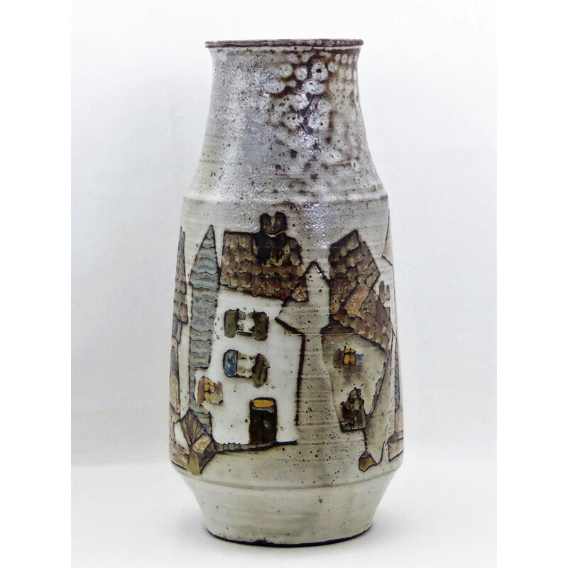 Vintage vase "The Minotaur" in chamotte clay by Paul Quéré, 1960